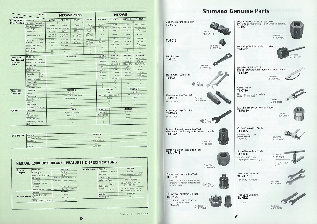 2001 Shimano Bicycle Components